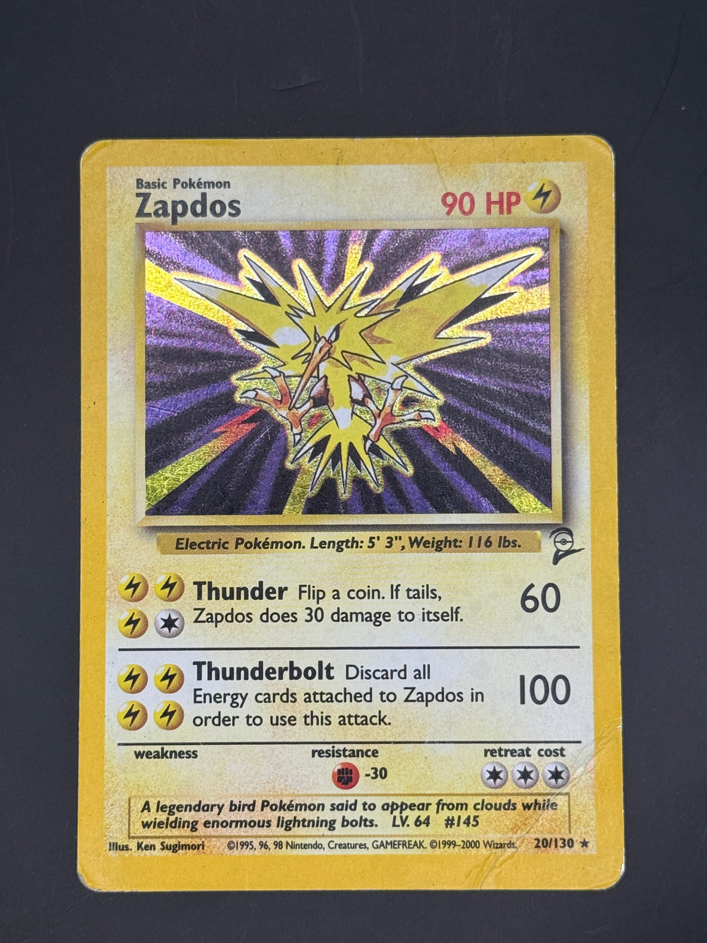 Zapdos Holo 20/130 Base Set 2