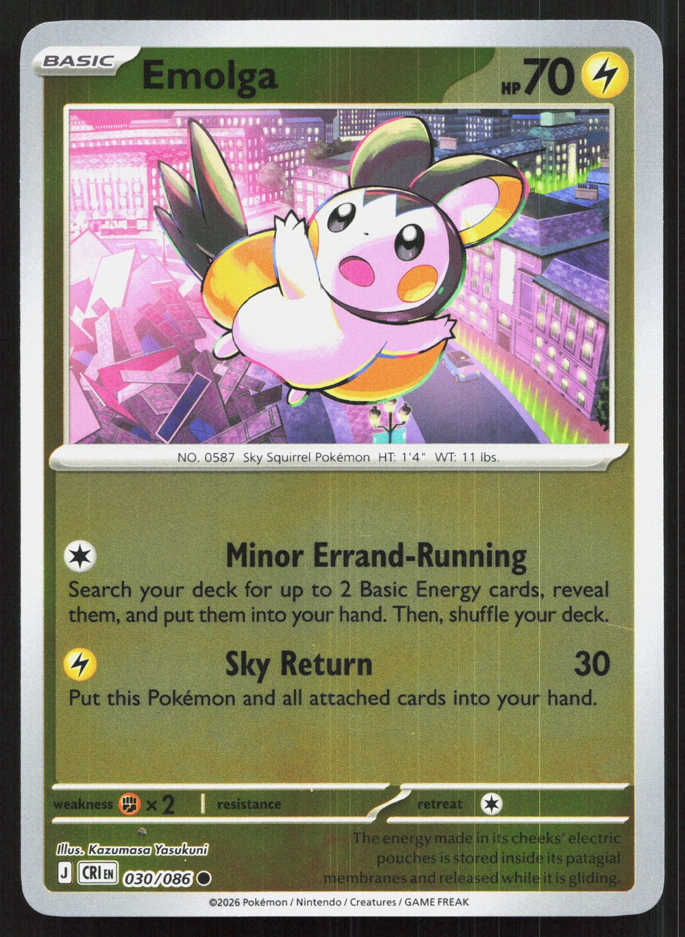 Emolga Reverse Holo ME04: Chaos Rising 030/086