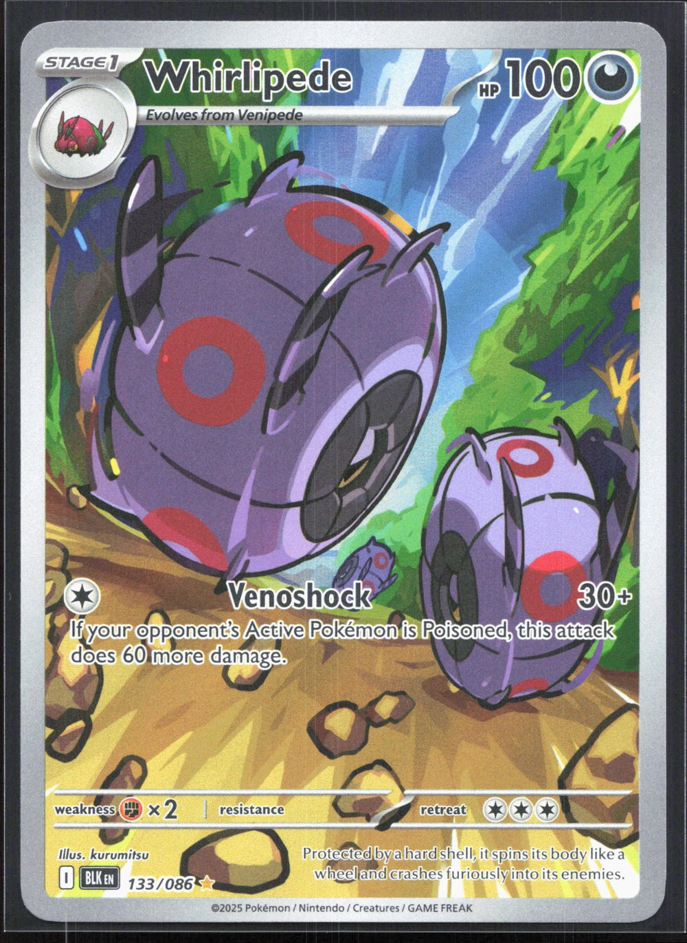 Whirlipede Illustration Rare SV: Black Bolt 133/086