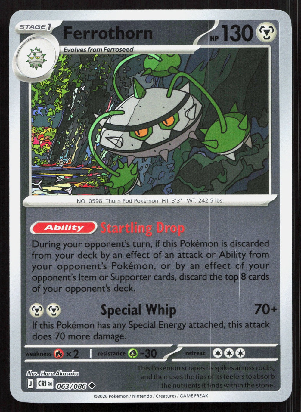 Ferrothorn Reverse Holo ME04: Chaos Rising 063/086
