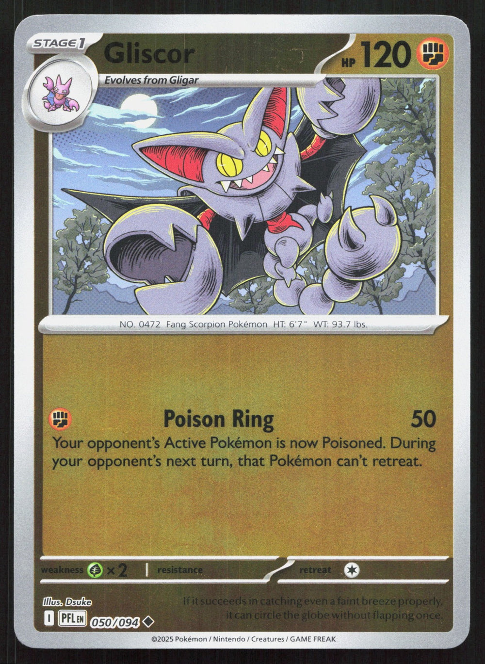 Gliscor Reverse Holo ME02: Phantasmal Flames 050/094