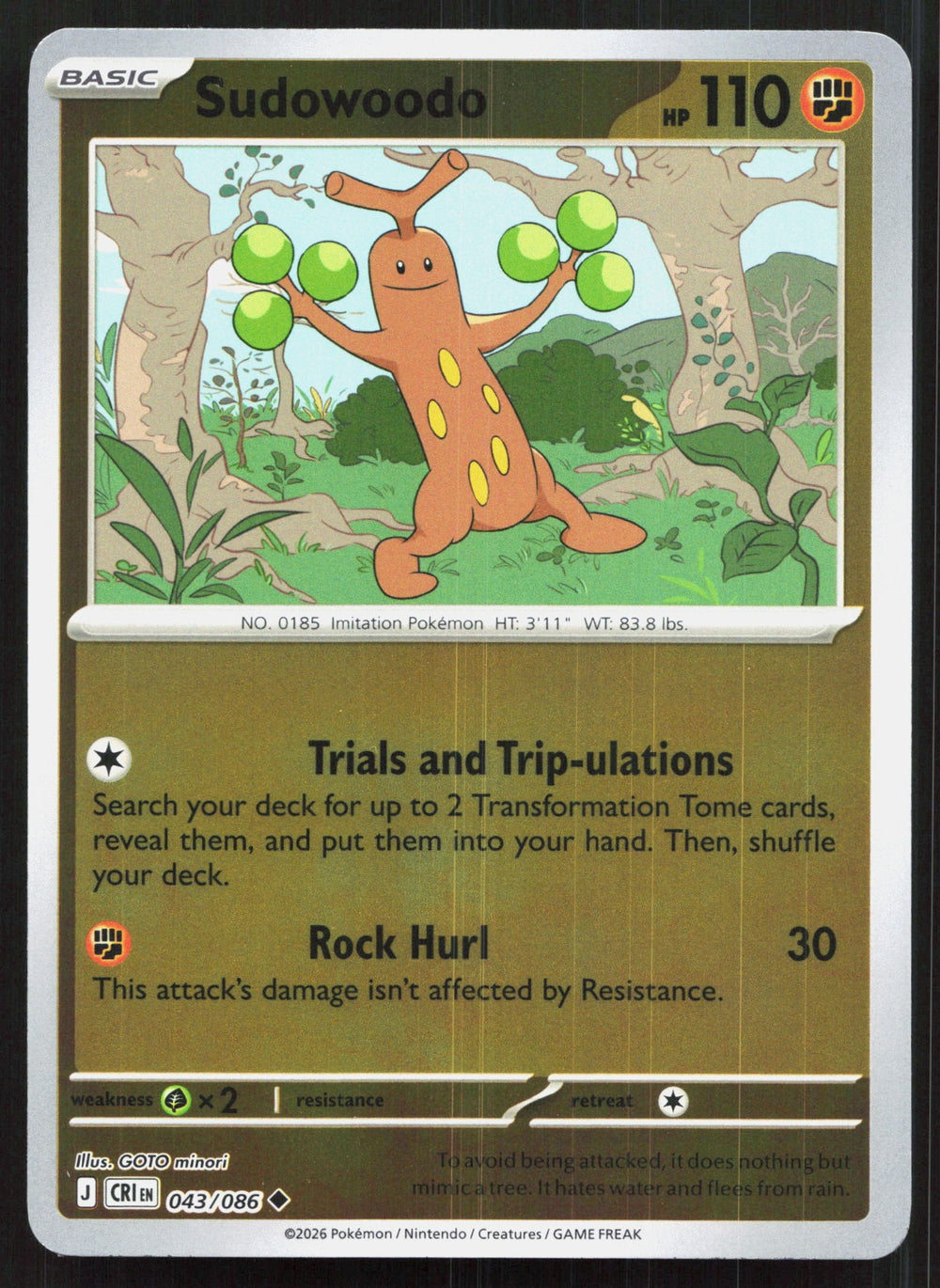 Sudowoodo Reverse Holo ME04: Chaos Rising 043/086