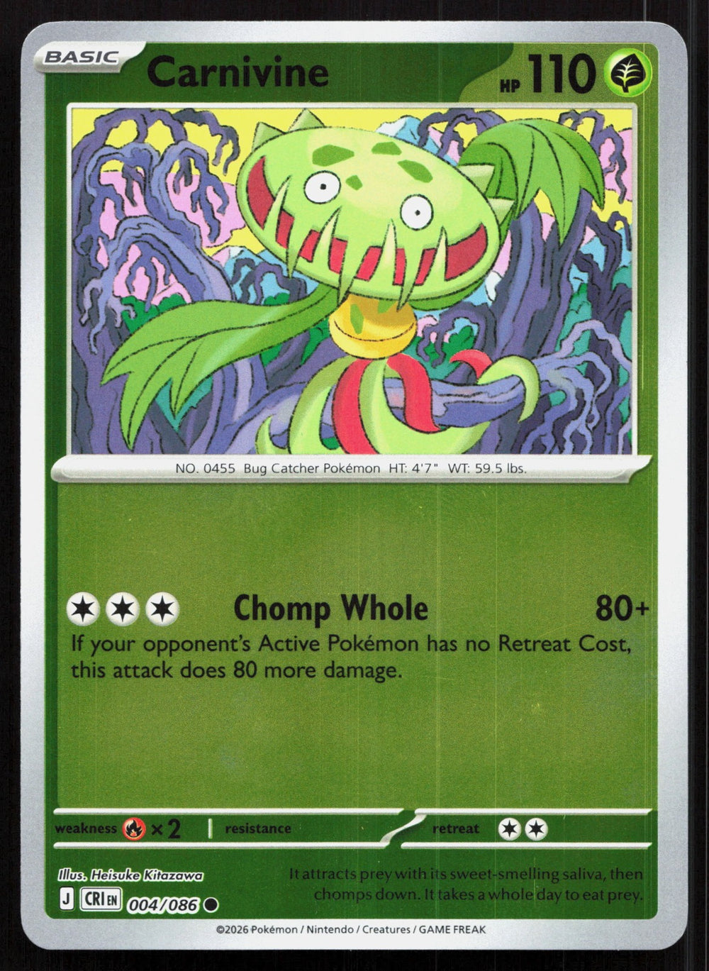 Carnivine Reverse Holo ME04: Chaos Rising 004/086