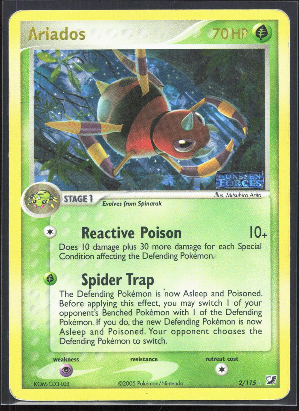 Ariados Holo Rare Reverse Holo EX Unseen Forces 2/115