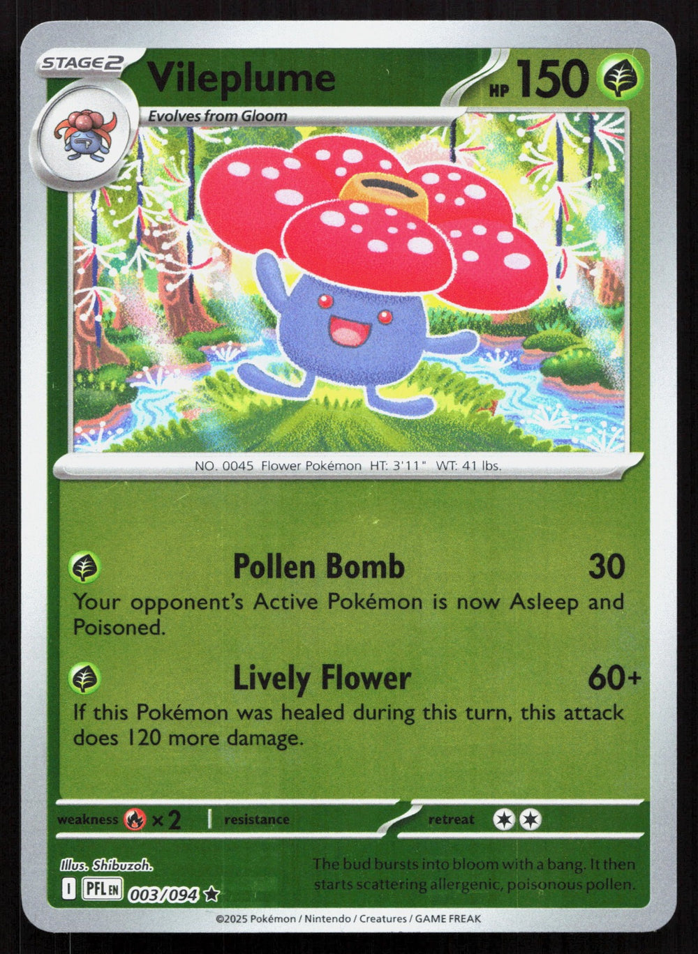 Vileplume Reverse Holo ME02: Phantasmal Flames 003/094