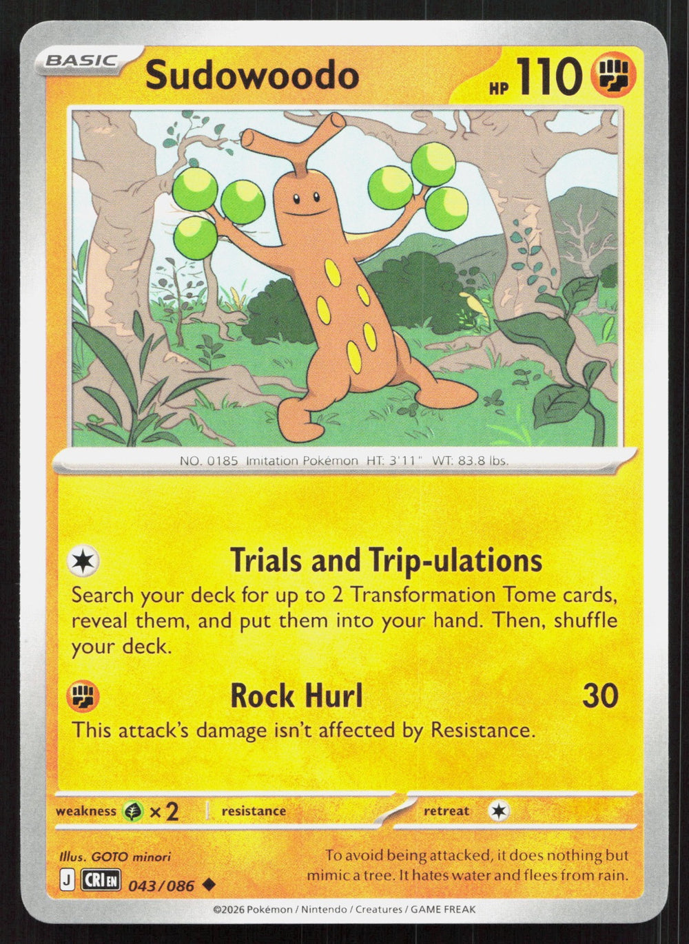 Sudowoodo ME04: Chaos Rising 043/086
