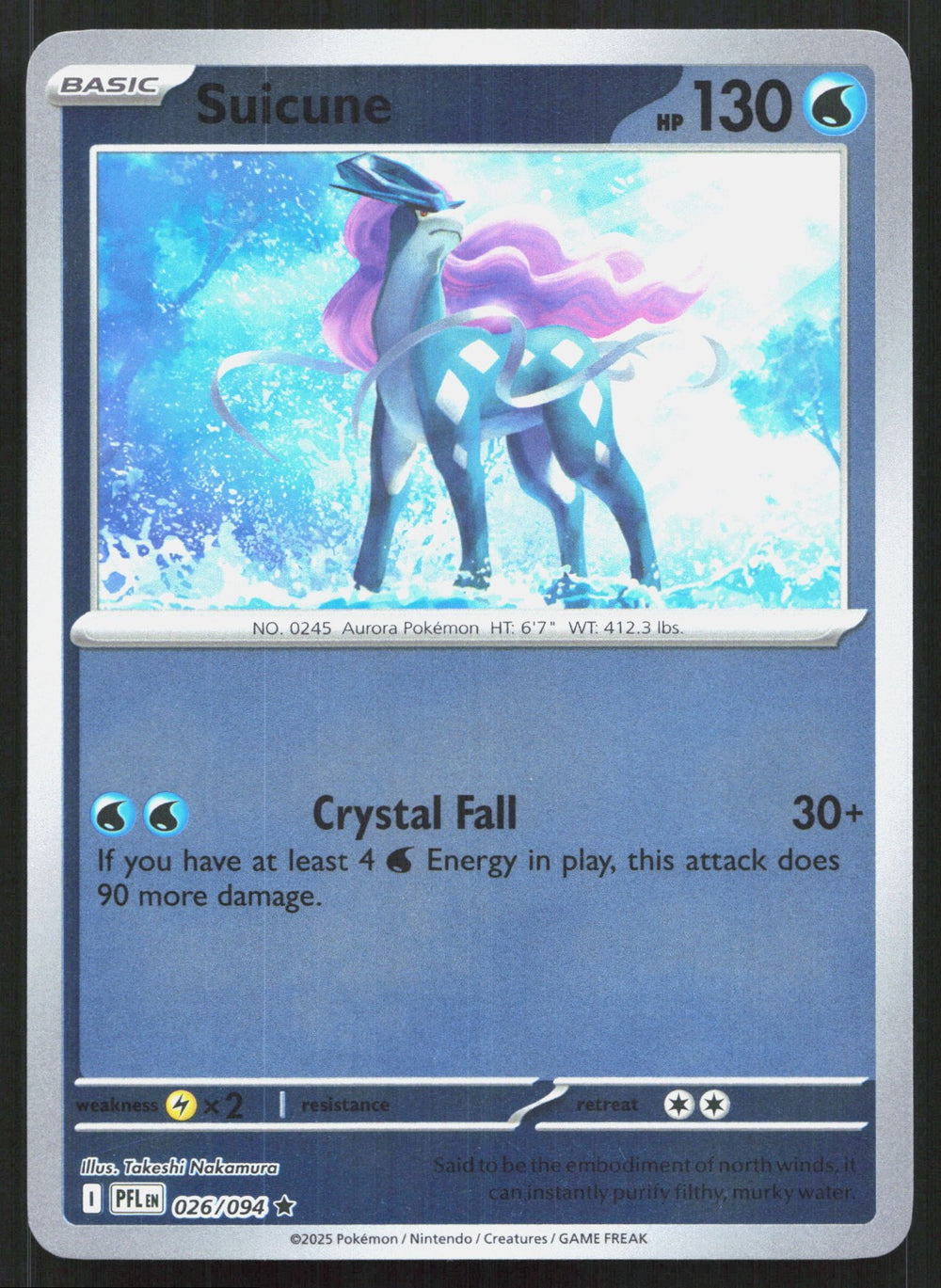 Suicune Reverse Holo ME02: Phantasmal Flames 026/094