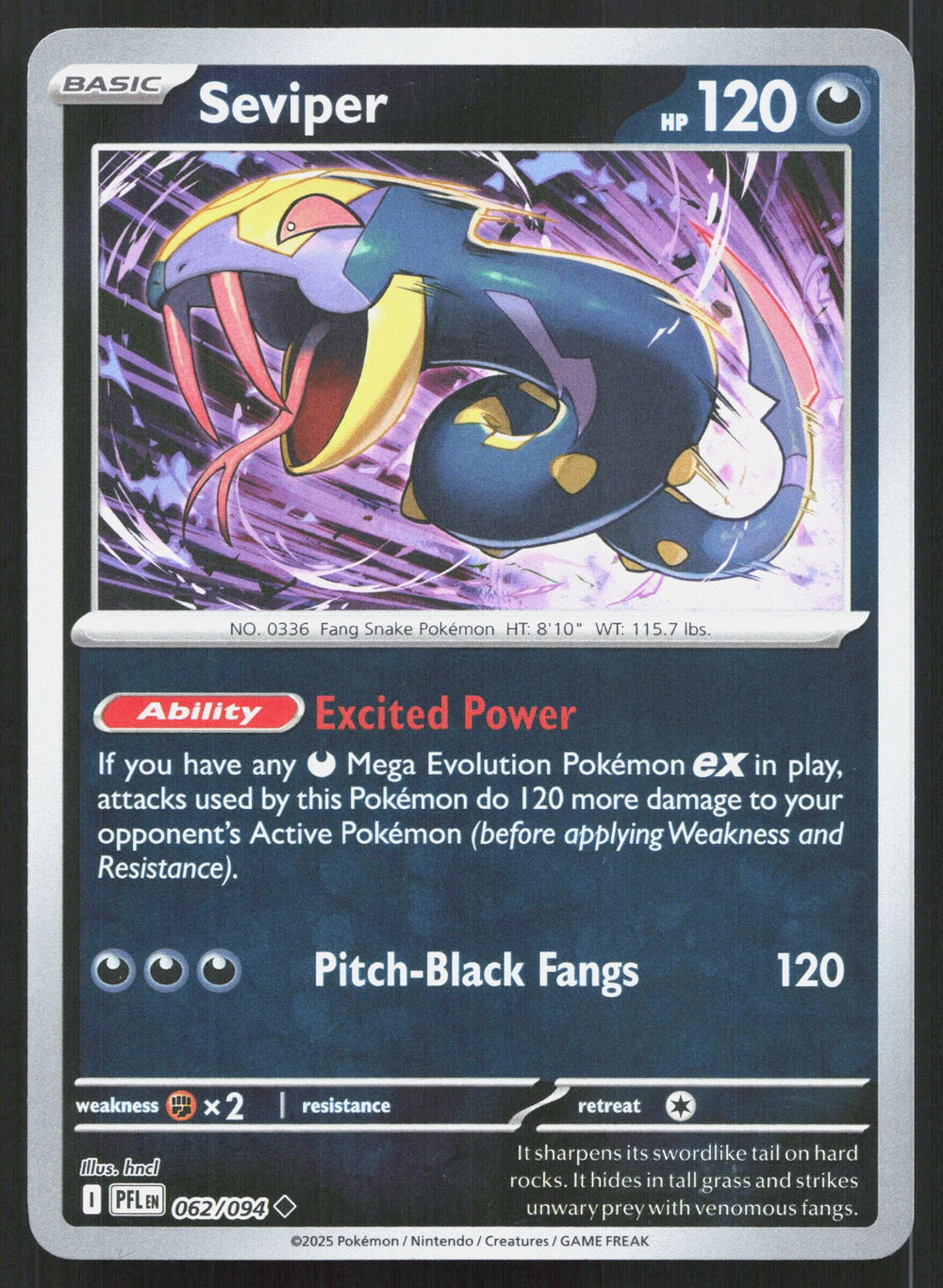 Seviper Reverse Holo ME02: Phantasmal Flames 062/094