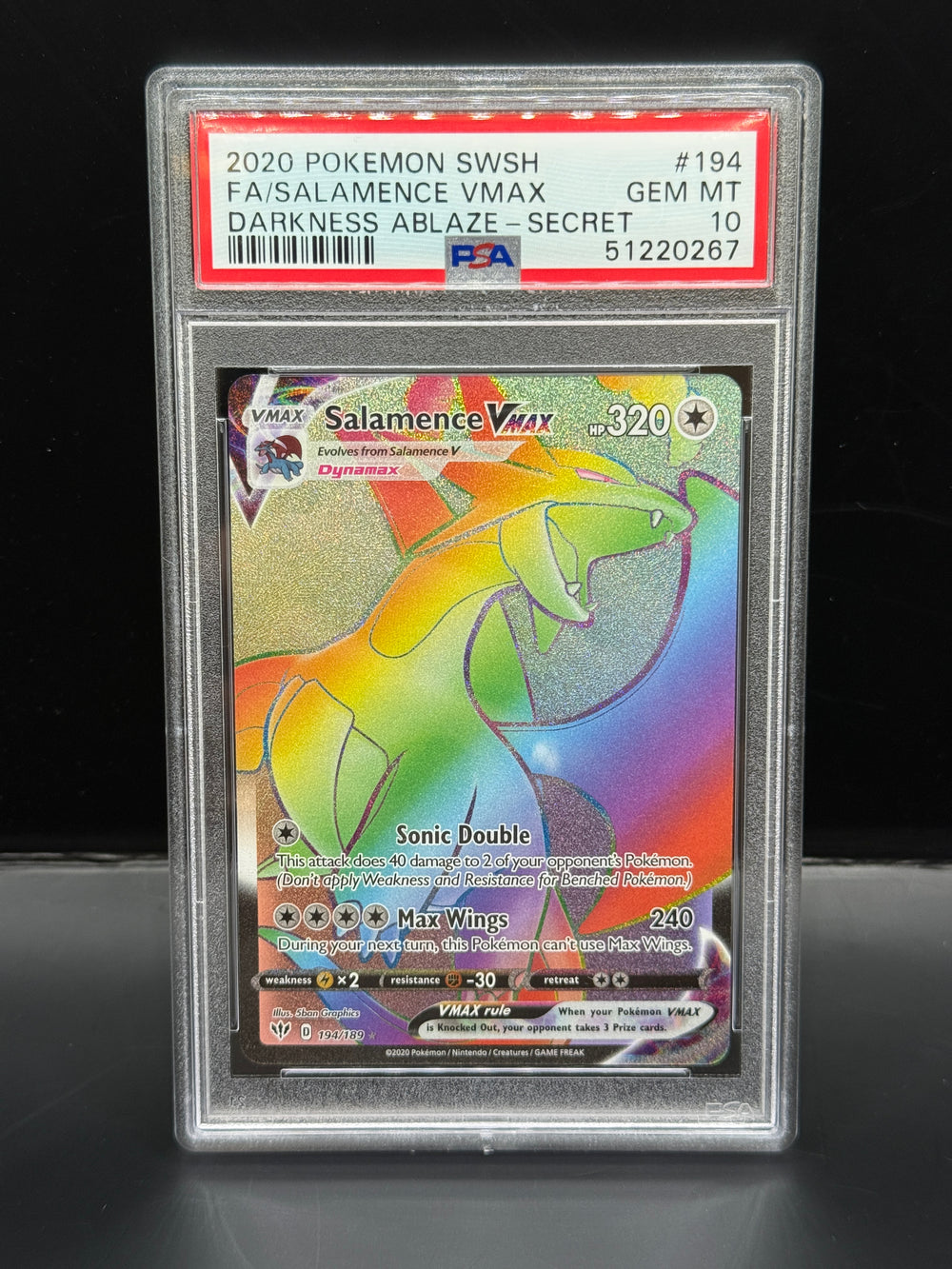 Fa/Salamence Vmax Darkness Ablaze-Secret PSA 10 #51220267