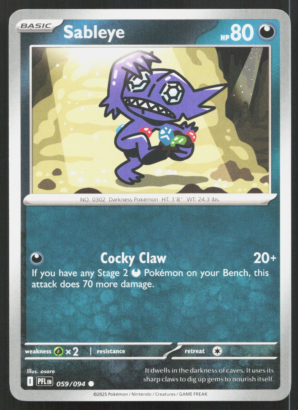 Sableye Reverse Holo ME02: Phantasmal Flames 059/094