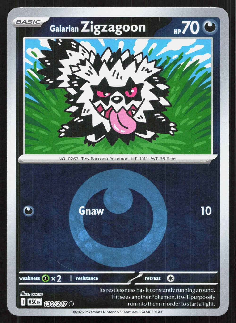 Galarian Zigzagoon (Energy Symbol Pattern) Reverse Holo Ascended Heroes 130/217