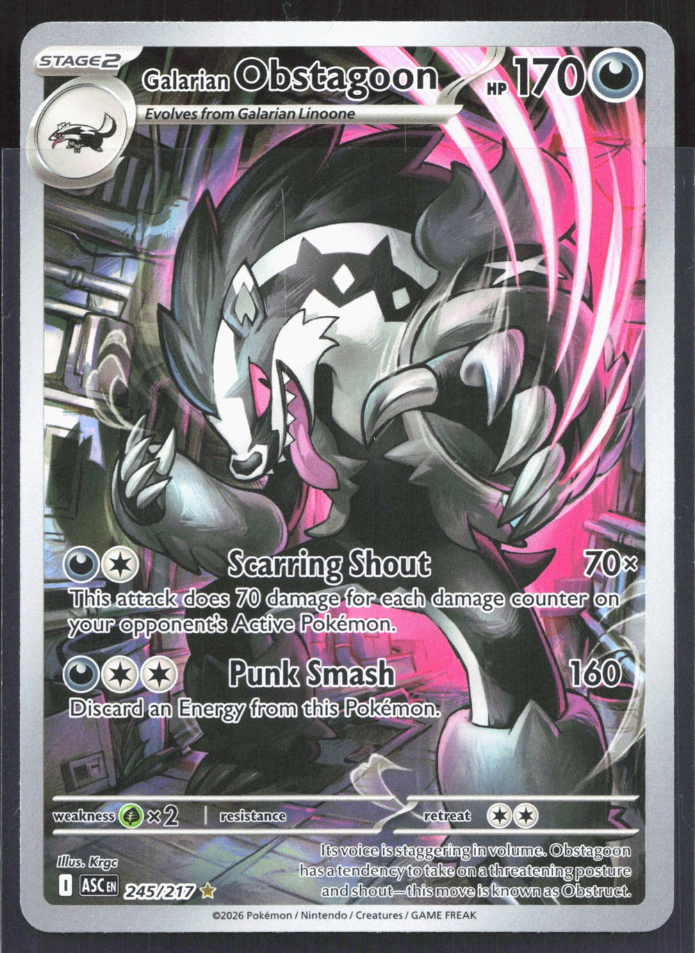 Galarian Obstagoon Illustration Rare ME: Ascended Heroes 245/217