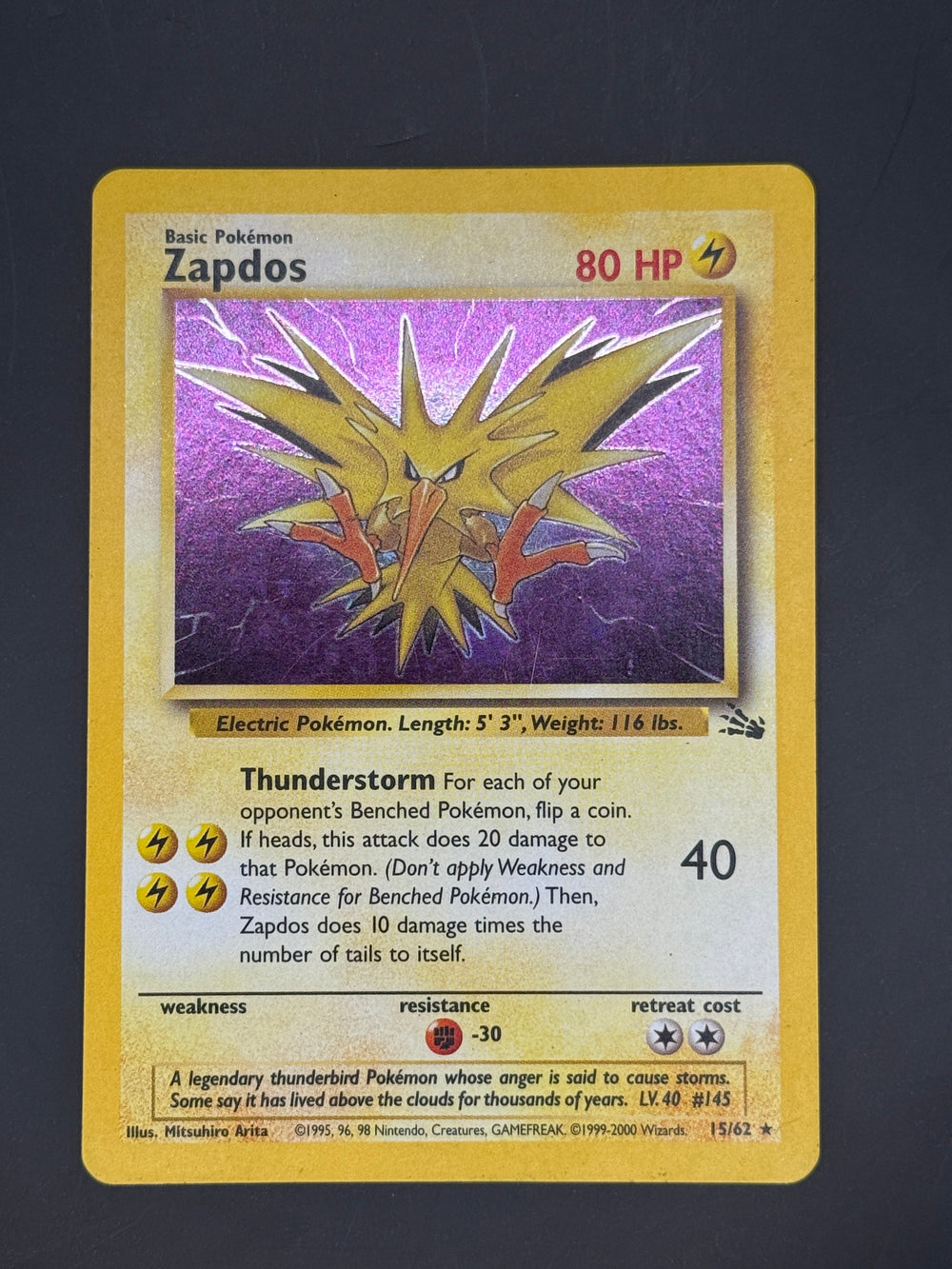 Zapdos Holo 15/62 Fossil