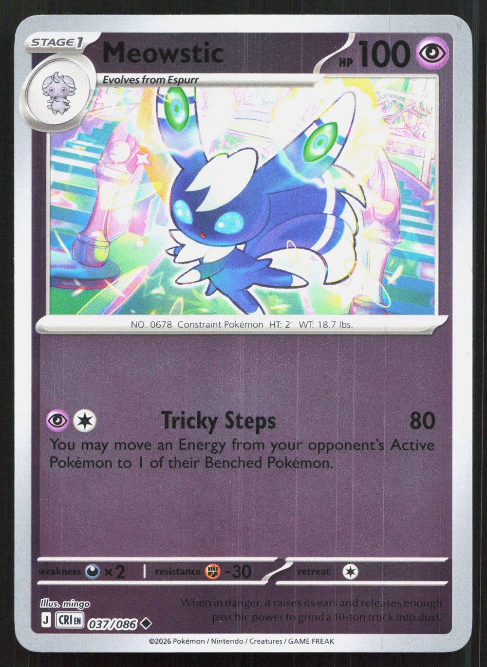 Meowstic Reverse Holo ME04: Chaos Rising 037/086