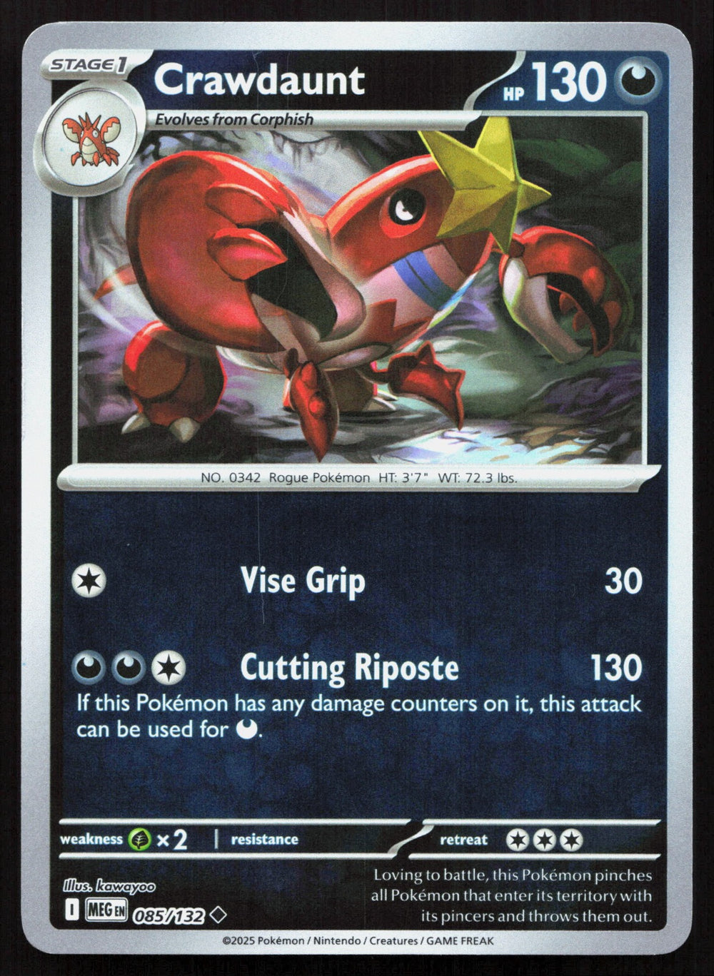 Crawdaunt Reverse Holo ME01: Mega Evolution 085/132