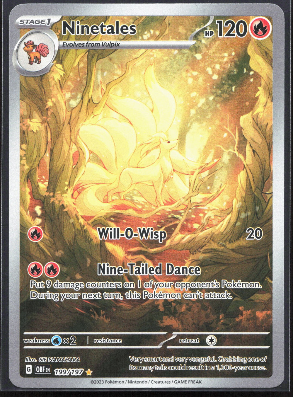 Ninetales Illustration Rare SV03: Obsidian Flames 199/197