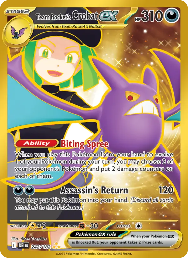 Team Rocket's Crobat ex Hyper Rare 242/182 Destined Rivals