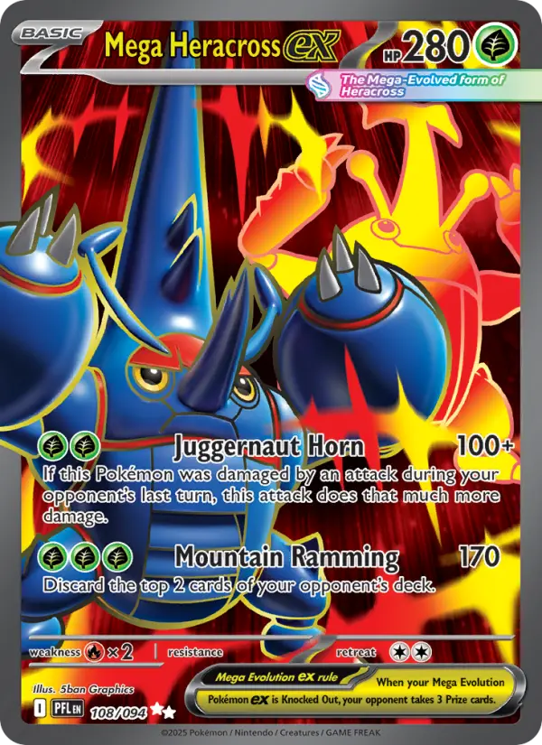 Mega Heracross ex Ultra Rare 108/094 Phantasmal Flames