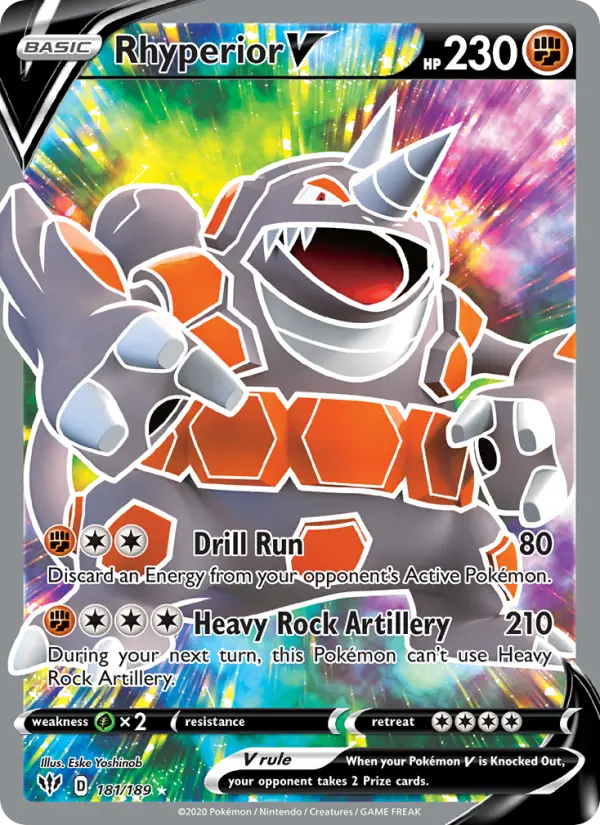 Rhyperior V Full Art 181/189 Darkness Ablaze